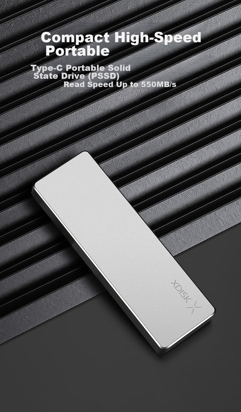 Xiaopan (XDISK) 128GB USB3.2 Portable Solid State Drive (PSSD) M Series Type-C Silver Ultra-Thin Fashionable Direct Phone Connection Data Backup Compatible with MAC 2