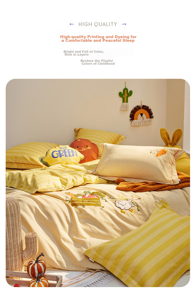 Luolaikids Four-Piece Set, Maternal And Infant Class A Pure Cotton Thickened Brushed Duvet Cover Bed Sheet Pillowcase Pure Cotton Quilt Cover, 200*230 14
