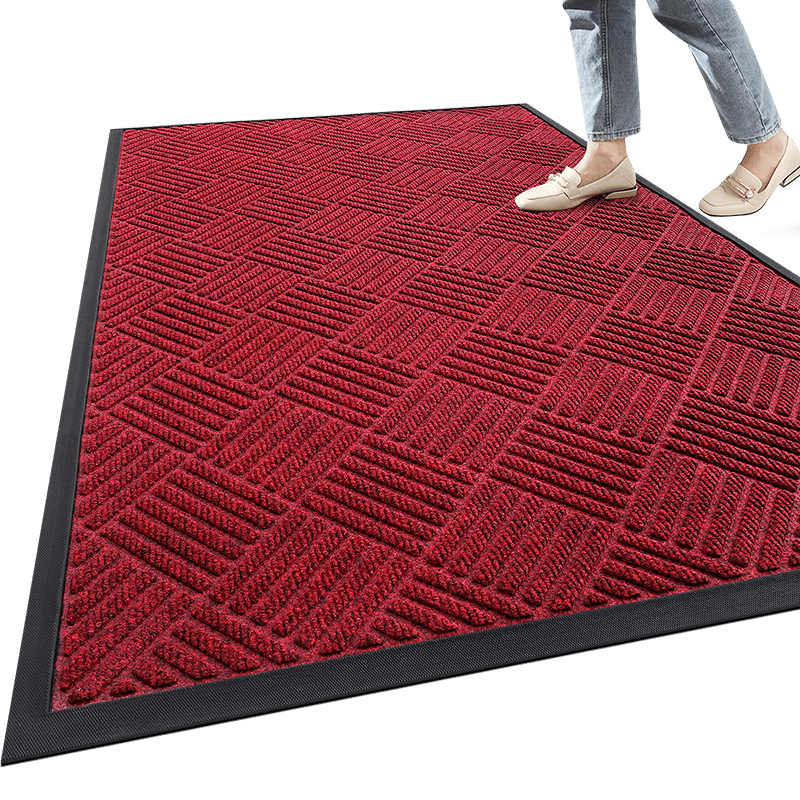 Boneng Commercial High-End Entrance Door Mat, Outdoor Doorway Foot Mat, Rubber Red Carpet for Entry Doors, 90x150cm