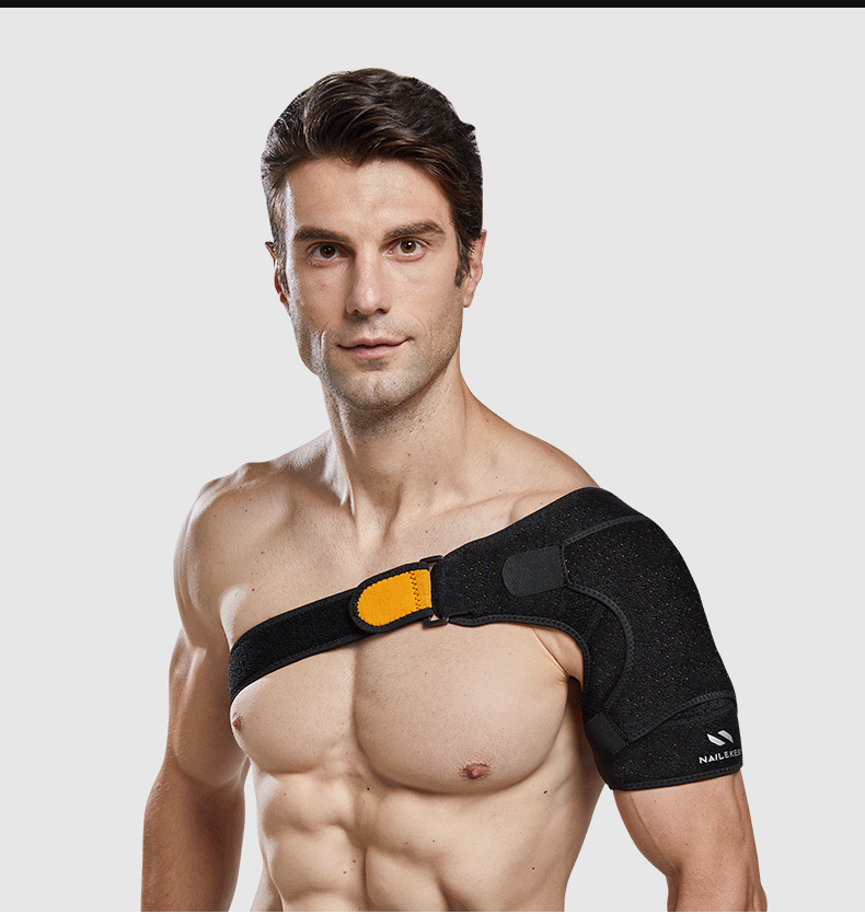 NAILEKESI N Sports Shoulder Support Shoulder Periarthritis Protective Sleeve Injury Fixation Adjustable Breathable Compression Brace for Fitness Training 12