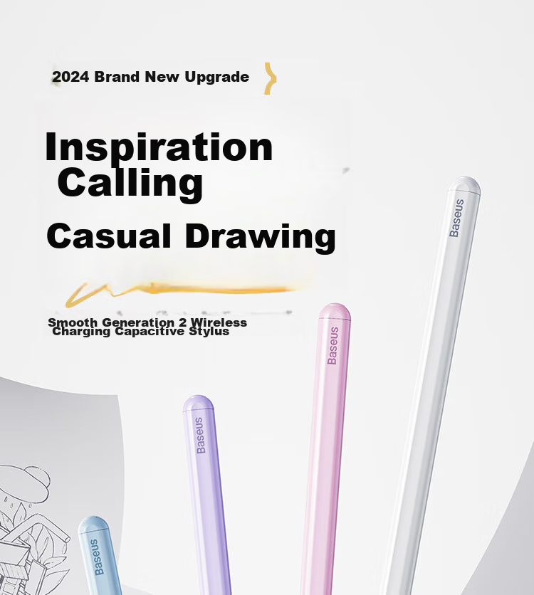 BASEUS Capacitive Stylus for IPad, Touch Pen [Magnetic Bluetooth Premium] Compatible with IPad Pro/Air8/Mini7/iPad11 Tablet Touch Screen Writing Stylus Apple Pencil Pro 5