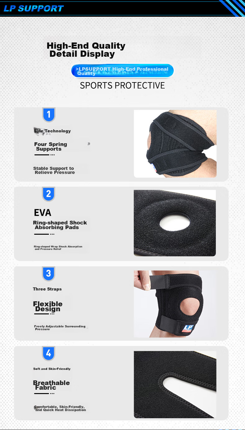 LP 782 Sports Knee Brace Meniscus Running Patella for Men And Women, Cycling Badminton Basketball Football Jump Rope Hiking Protective Gear 12