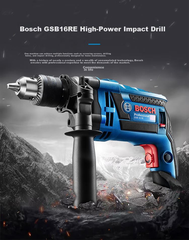BOSCH Impact Drill, Electric Drill, And Screwdriver Three-In Concrete Drilling, 750W GSB-16RE Heavy-Duty Model 4