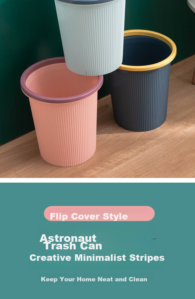 Dafurui 3-Pack Stylish Striped Trash Can with Pressure Ring, No Lid, for Living Room, Bedroom, Kitchen, Random Color 9