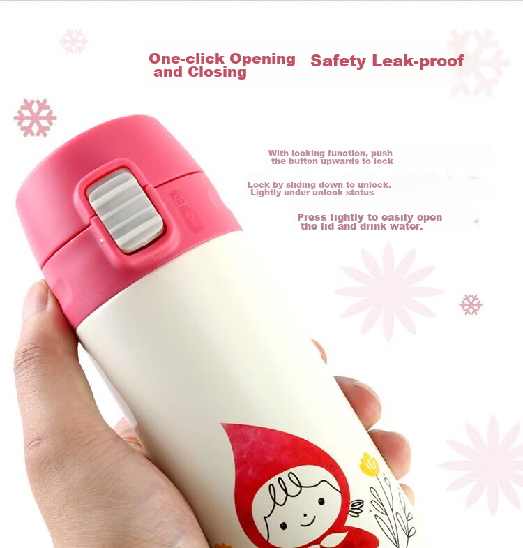 LOCK&LOCK Insulated Cup, Hello BeBe Children's Water Bottle, Student Cup, Portable Water Jug, 390ml (Pink), HBB339PIK 3