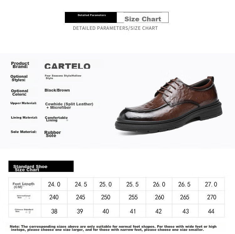 CARTELO British-Style Hand-Scraped Leather Shoes for Men, Business Soft Cowhide Men's Shoes, Formal Dress Shoes, Men's Leather Shoes 9758, Brown, Size 42 7
