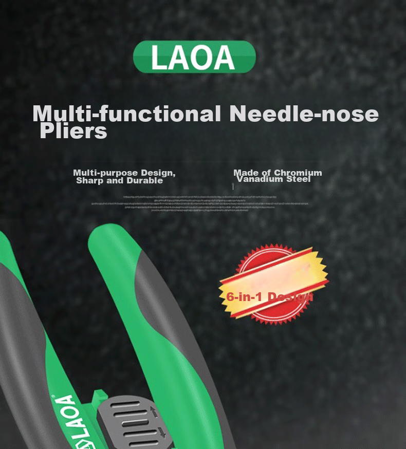 LAOA Lao A Needle-Nose Wire Stripper, Multifunctional Wire Cutter, Wire Stripping Tool, Terminal Crimping Pliers, LA320919 1