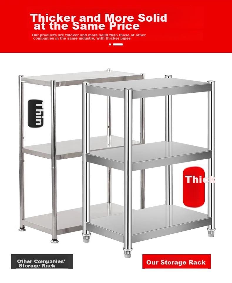 UOEN Stainless Steel Kitchen Multi-Functional Storage Rack, Multi-Layer Floor-Standing Household Cabinet, Microwave Oven Workbench Storage Shelf 6