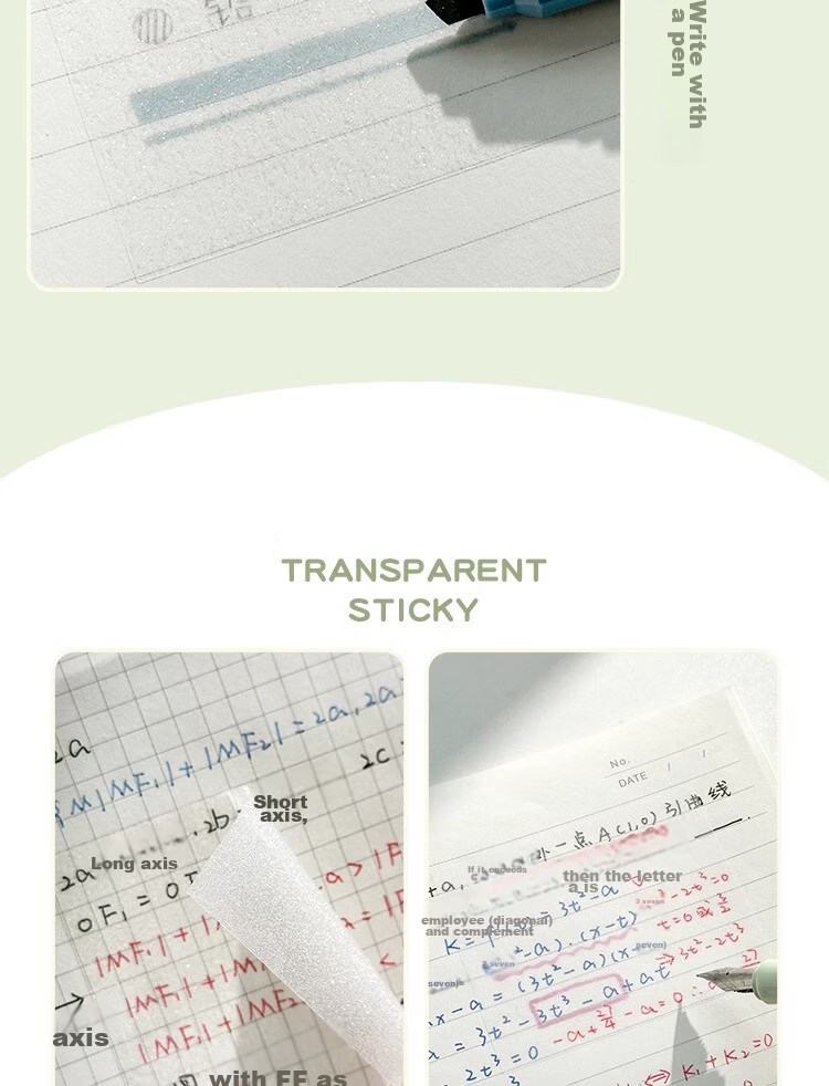 Sannianerban Transparent Pearl Sticky Notes, 50 Sheets/book, Student Stationery, Memo Pads, Label Stickers, Office Supplies, Large/Medium/Small Sizes, 3 Books Per Pack 11