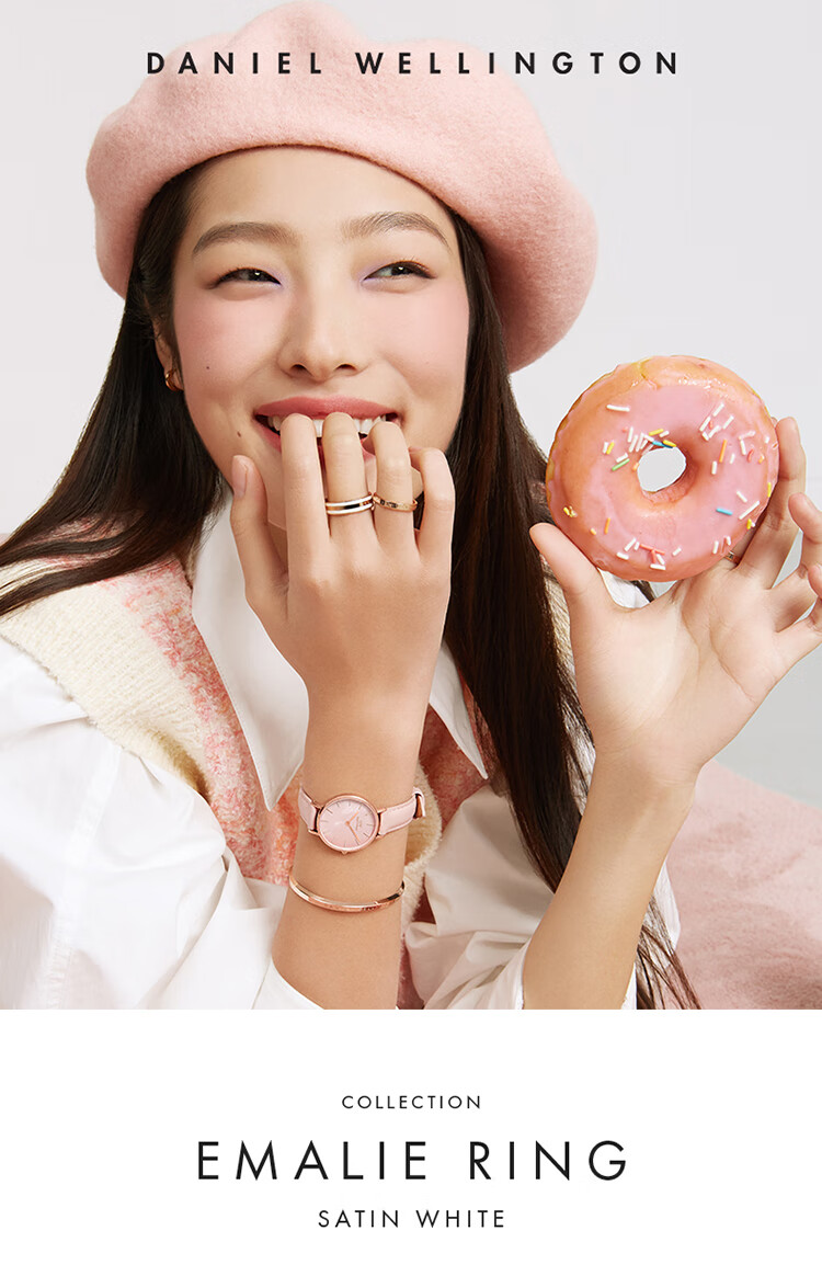 DanielWellington DW Ceramic White Rose Gold Ring for Women, Size 48 Couple Rings DW039 Birthday Gift for Girls 1