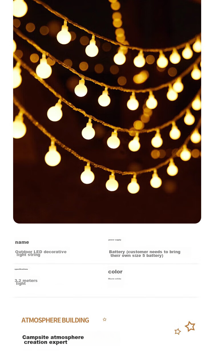 Dipuer New Year Colorful Light String, Birthday Decoration, Chinese New Year LED Lights, Proposal Setup, Camping, Street Vending, Bubble Lights 2