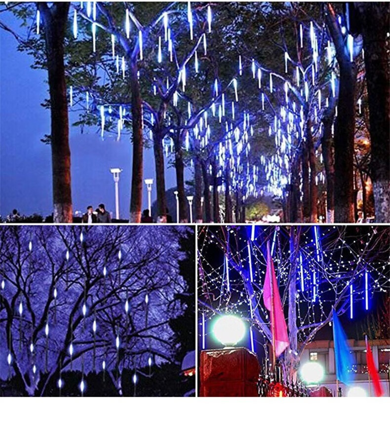 Yizhao Mei Meteor Shower LED Outdoor Waterproof Colorful String Lights Flashing Lights Hanging Tree Spring Festival Project Lighting Decorative Waterfall Lights Warm Color 50cm 8-Pack 4
