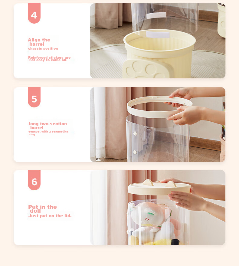 JEKO&JEKO Doll Storage Box, Plush Toy Organizer, Tall Transparent Dustproof Storage Solution, Figurine Display Case, 77cm 10