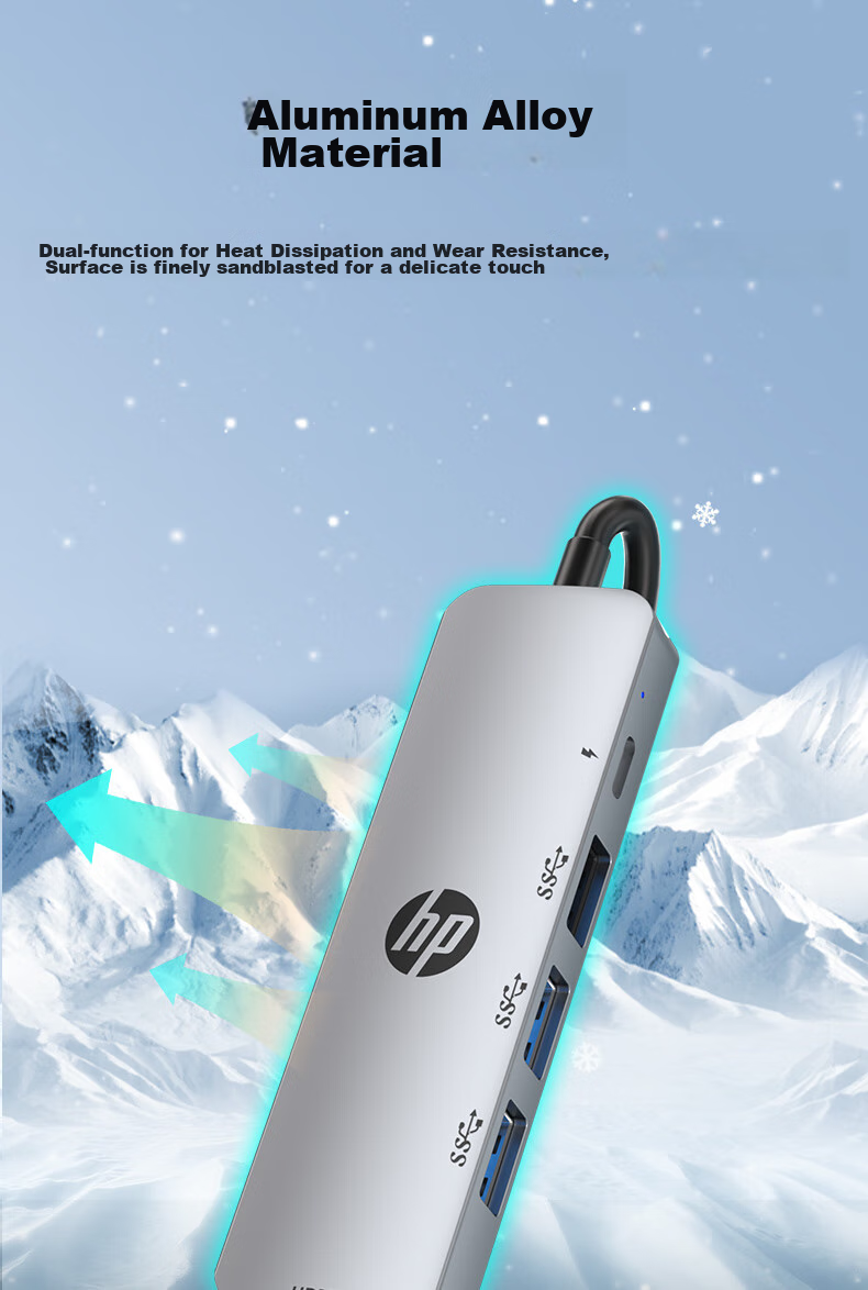 HP Type-C Expansion Dock, USB3.0 Hub, HDMI Converter, 100W PD Fast Charging Hub, for Phones, Computers And Laptops 8