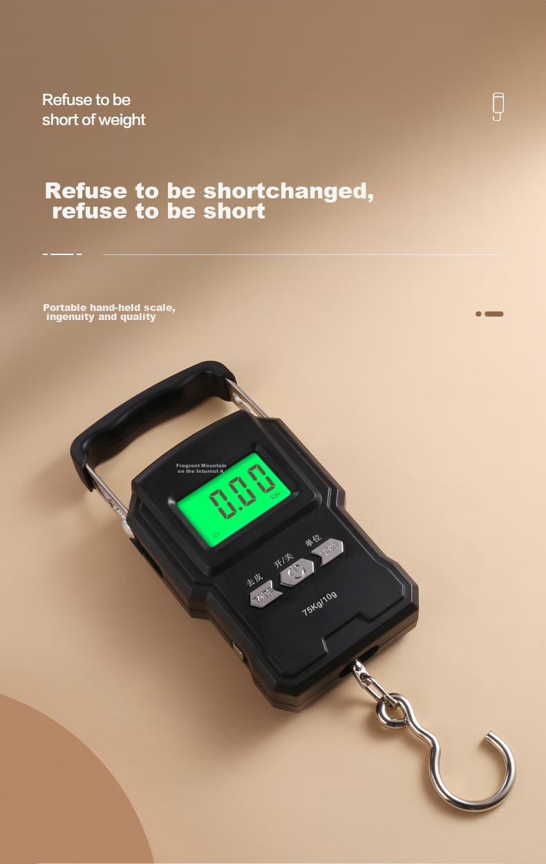 Xiangshan Portable Electronic Scale High-Precision Luggage Scale 60kg Black Type-C Rechargeable 2