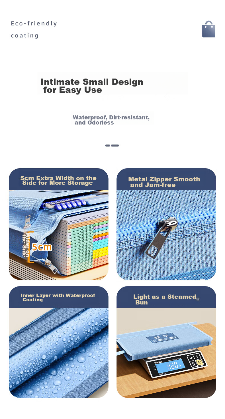 Jinzhi A4 Double-Layer File Folder, Subject Classification File Bag, Book Bag, Elementary School Student 3D Canvas Subject Classification Bag, Homework Zipper Bag, Textbook And Exam Paper Storage Bag, School Supplies Bag - Chinese Language 23