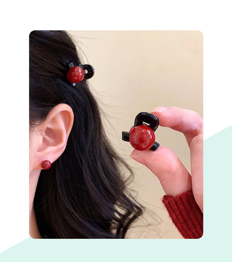 CHIMERA Red 2-Piece Small Hair Claw Clips Princess Side Bang Hair Clips Hair Accessories for Women Birthday Gift 1