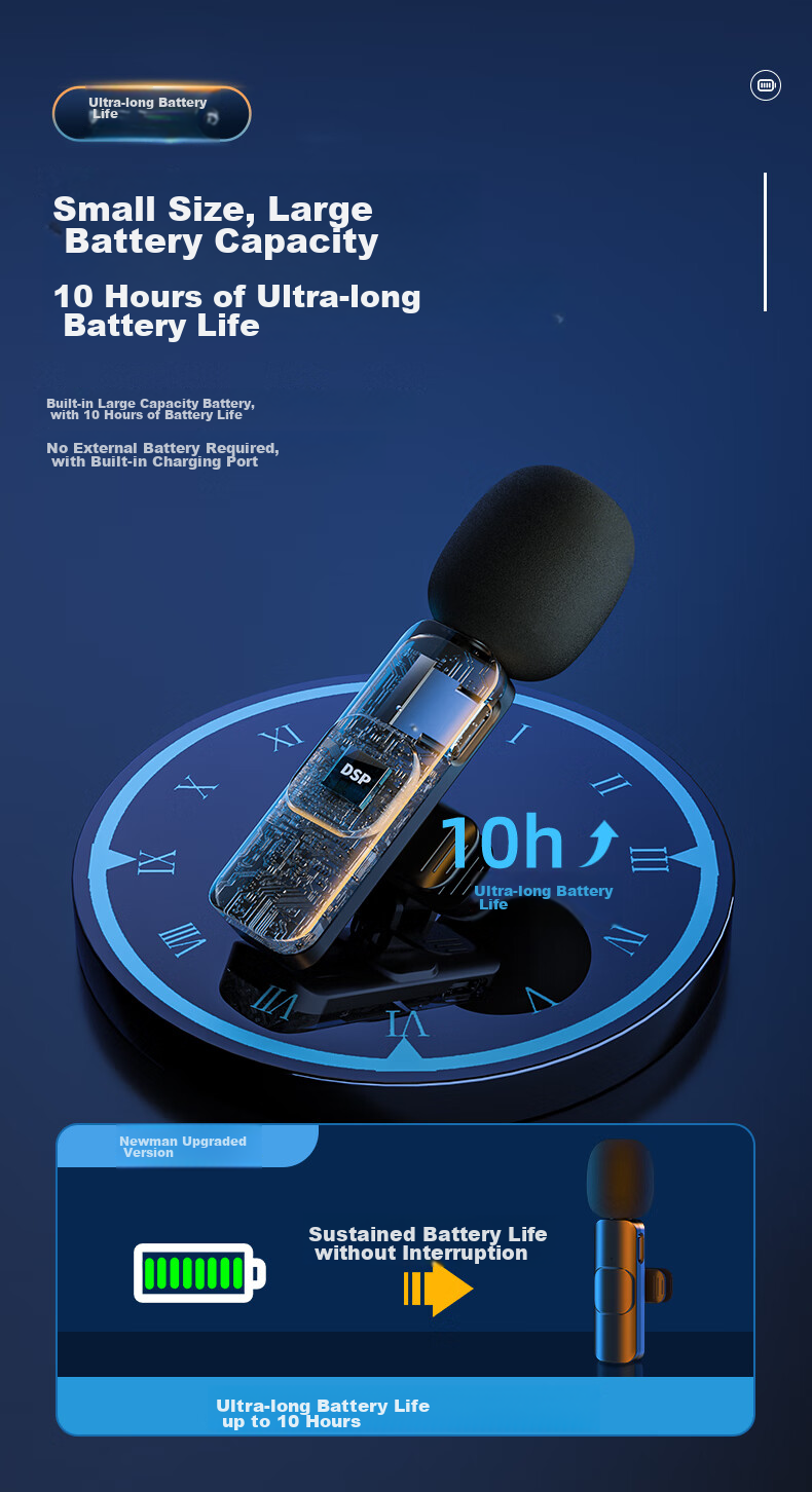 Newman MC216 Pro Wireless Lavalier Microphone Professional Live Streaming Recording Outdoor Short Video KTV Noise-Cancelling Portable Wireless Mic One-to-One Charging Case Version 15