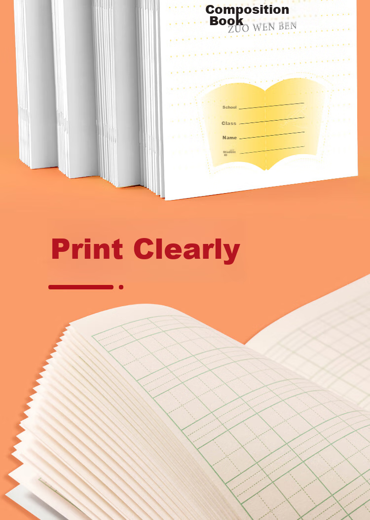 Yuhe Grade 3-6 English Notebook, Phoenix Jiangsu Province Primary School Student Exercise Book, Soft Copy Notebook, Back-To Stationery, 24K/24 Sheets/10 Books Set, 5115 6