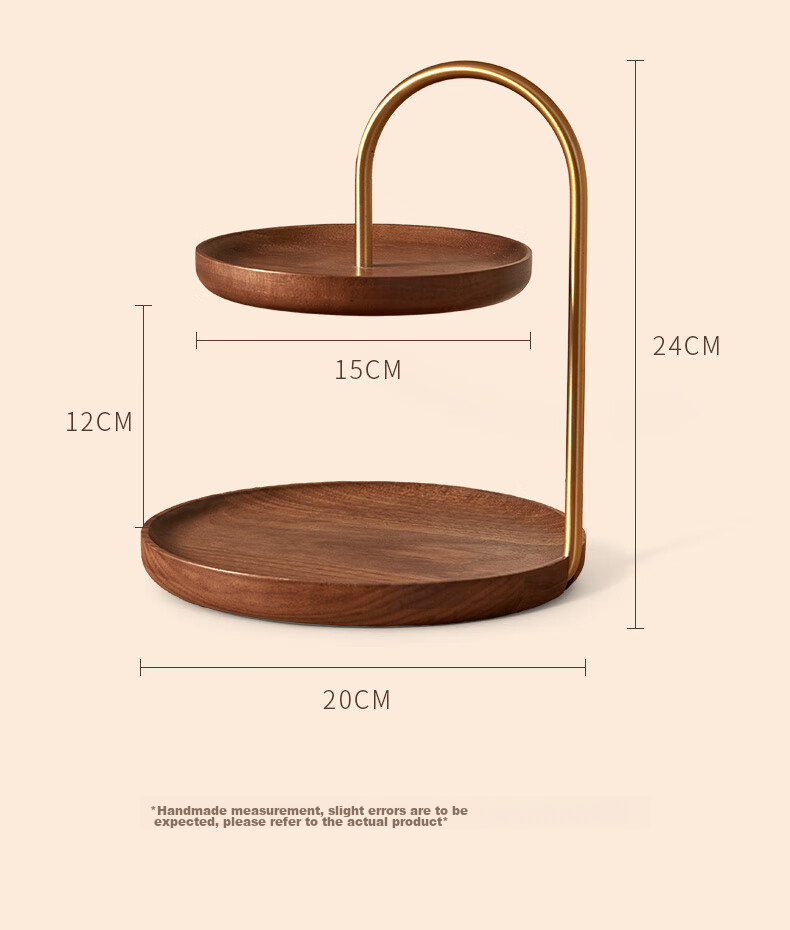 Chuxin Solid Wood Double-Layer Multifunctional Storage Rack, Brass Bracket, Walnut Key Rack, Dressing Table, Living Room Entrance Decoratio 16