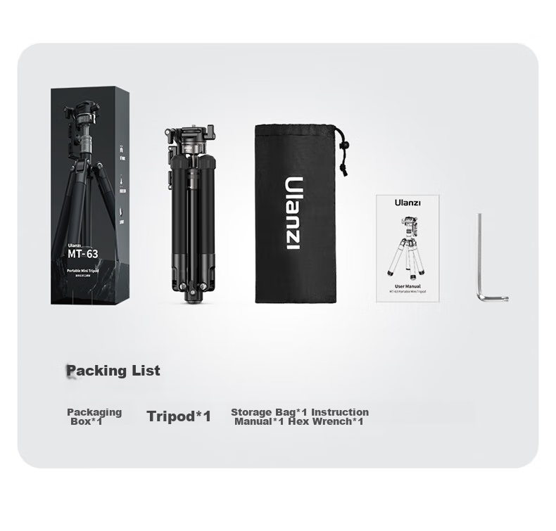 Youlanzi Ulanzi MT-63 Camera Reverse Folding Tripod, DSLR Climbing Outdoor Stand, Mini Portable Photography Tripod, 360° Pan Head, Detachable Center Colum 14