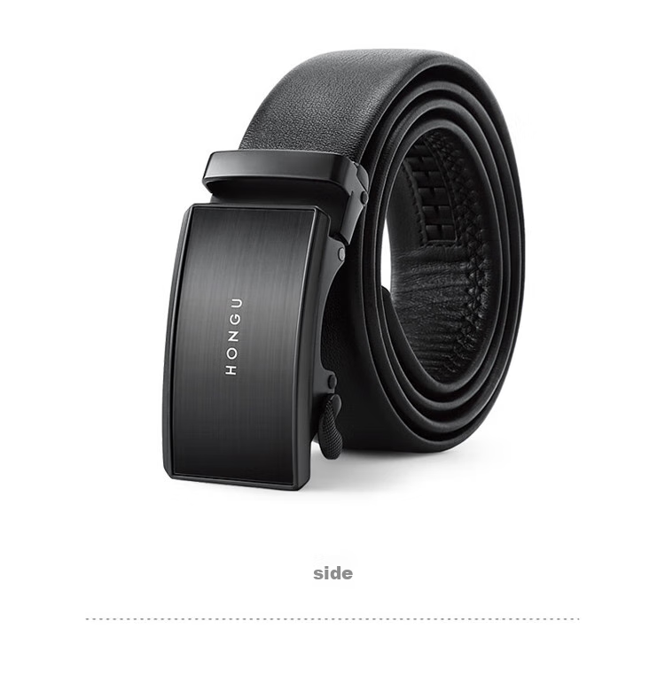 HONGU Men's Belt, Top-Grain Leather, Automatic Buckle, Waist Belt, Gift Box Packaging, 115cm, Birthday Present 7