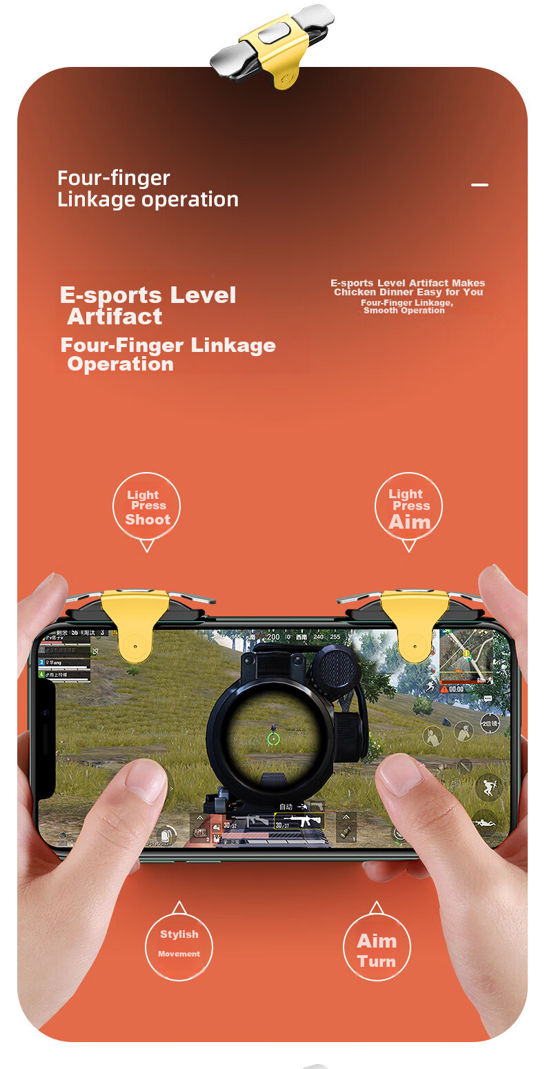 Qiaojiejie [Esports Recommendation] PUBG Mobile Gaming Keyboard Four-Finger Tap Button Shooting Assistant Mechanical Key Peace Elite PUBG Controller Compatible with Android And iOS 8