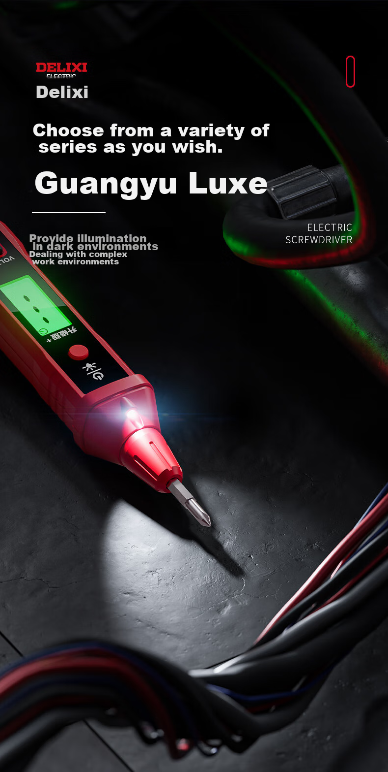 DELIXI Smart Voltage Tester, Multi-Functional Wire Detector with Digital Display, Professional Electrician's Induction Voltage Pe 12