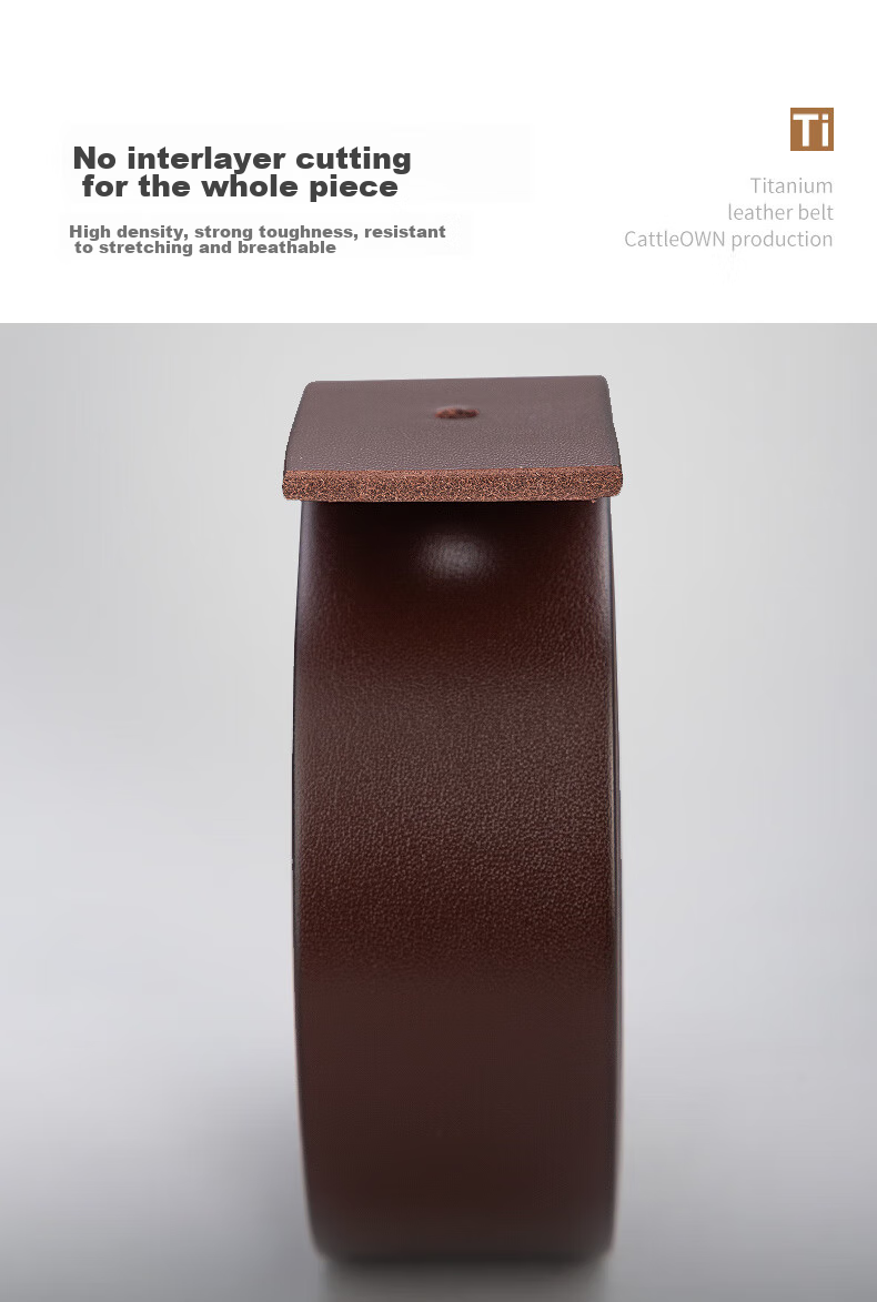 Cattlesboss Titanium Buckle Belt for Men, Luxury Top-Grain Leather Belt, Birthday Gift Box for Men, 3187, Deep Brown, 110cm 10