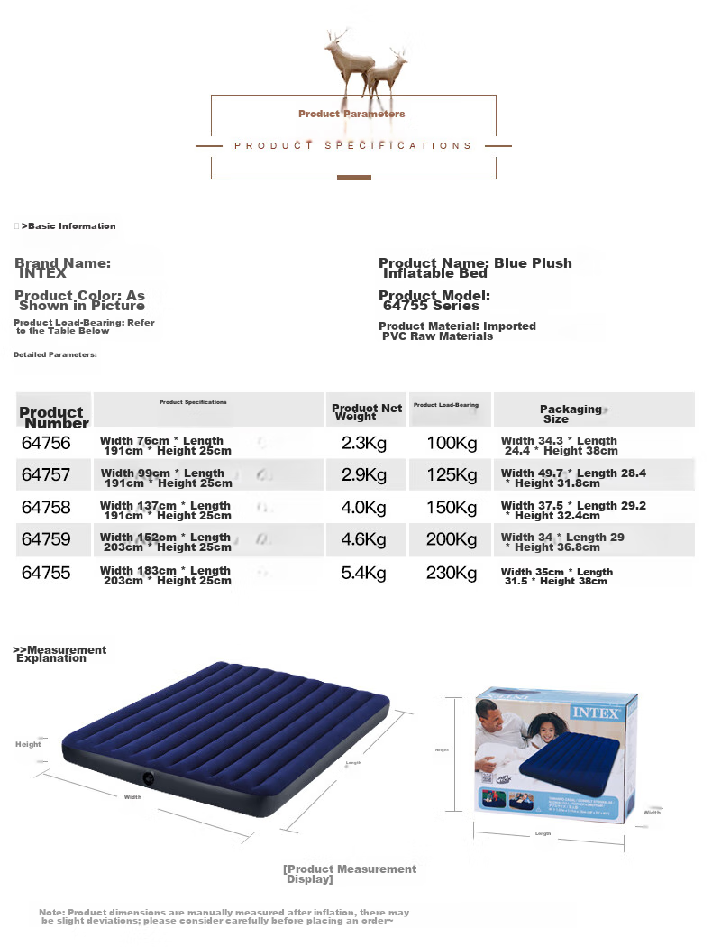 INTEX Inflatable Air Bed for Two People, Extra Large Air Mattress, Three-Person Pull-Out Air Bed, Foldable Outdoor Air Bed for Home Use, Model 64755 Camping Mat 3
