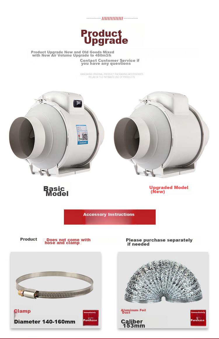 JINLING Duct Fan Exhaust Fan for Bathroom Ventilation, Kitchen Duct Extractor Fan, 6-Inch, DPT15-44 27