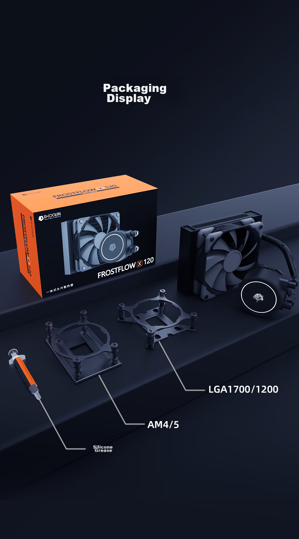 ID-COOLING (Kuren) All-In CPU Liquid Cooler, 120mm Computer Water Cooling, ARGB RGB Fan, Compatible with LGA1200/1700/AM4/AM5, FX120 ARGB 10