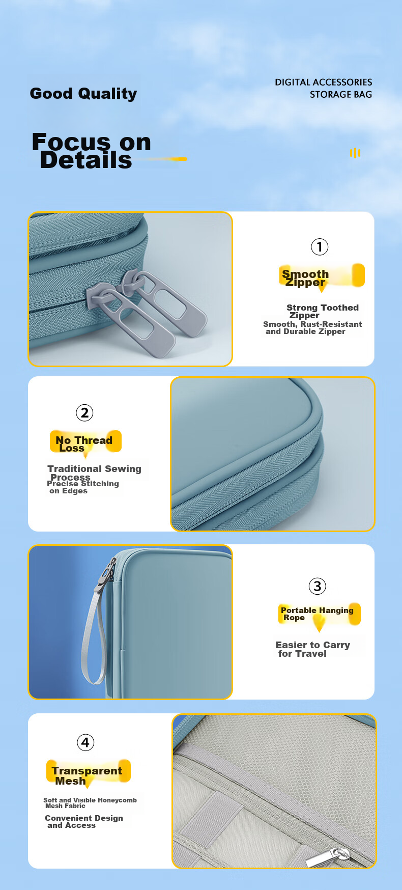 BUBM Cable Organizer Bag for Digital Accessories, Charging Cables And Power Cords, Travel And Business Trip Storage Pouch, Large Double-Layer Desig 9