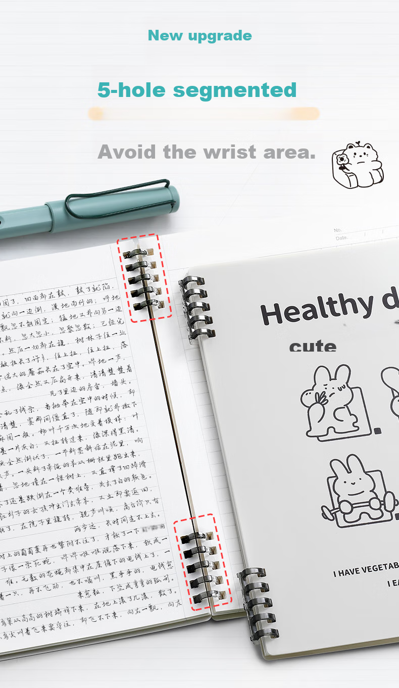 Wengu Loose-Leaf Notebook A5/60 Sheets with Five-Ring Binder, Detachable Pages, Student High-Quality Ruled Notebook for Men, Journal HC-003 (A5)A 2