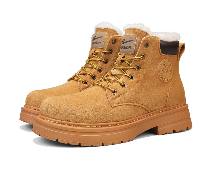 Huili Men's Martin Boots, 2025 Autumn And Winter New Style Men's Hiking Fleece-Lined Snow Boots, Warm Cotton Shoes, Khaki, Size 41 22