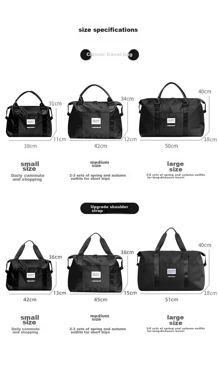Lehuolvxing Travel Bag for Men, Large Capacity Handheld Luggage Bag, Portable with Handle, Suitable for Short Trips And Carry-On, Simple Storage Bag 5