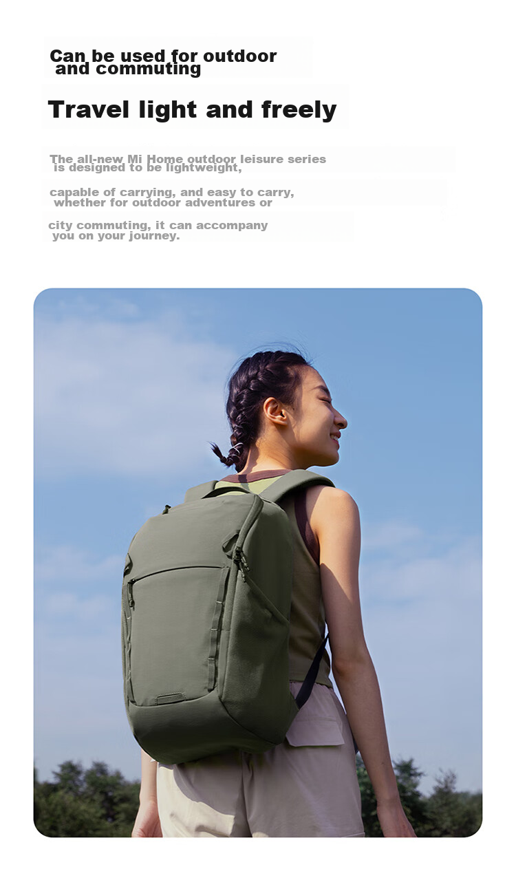 Mijia Outdoor Casual Sports Backpack for Men And Women, Lightweight Laptop Bag, Student Schoolbag, Travel Fitness Bag, Obsidian Black 3