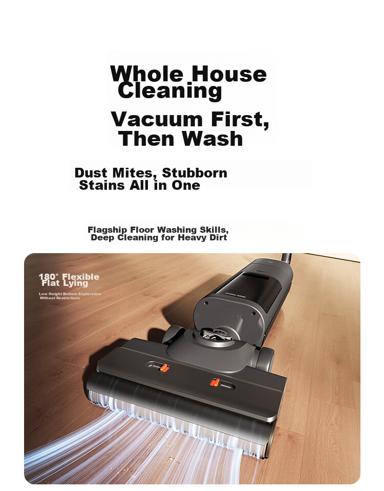 Mijia Xiaomi Wireless Floor Cleaner 3 Max, Sweeping And Vacuuming All-In with Dust Mite Removal, 180° Flat Cleaning for Whole House, Full Chain Sterilization And Hot Air Drying 3