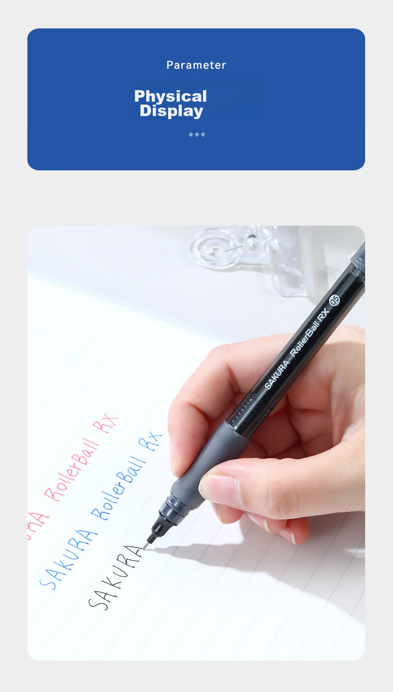 SAKURA Rollerball Pen, 0.5mm Needle Tip, Signature Pen for Students' Exams And Office Use, Direct Liquid Ink, Blue Color 10