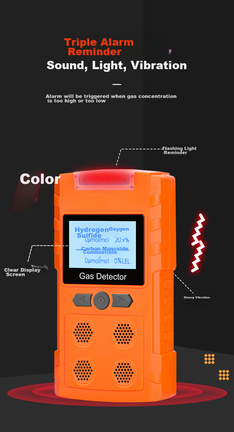 Beihai Pump-Suction Four-In Gas Detector, Combustible Gas Oxygen CO Hydrogen Sulfide, Confined Space Alarm PLT300-4 7