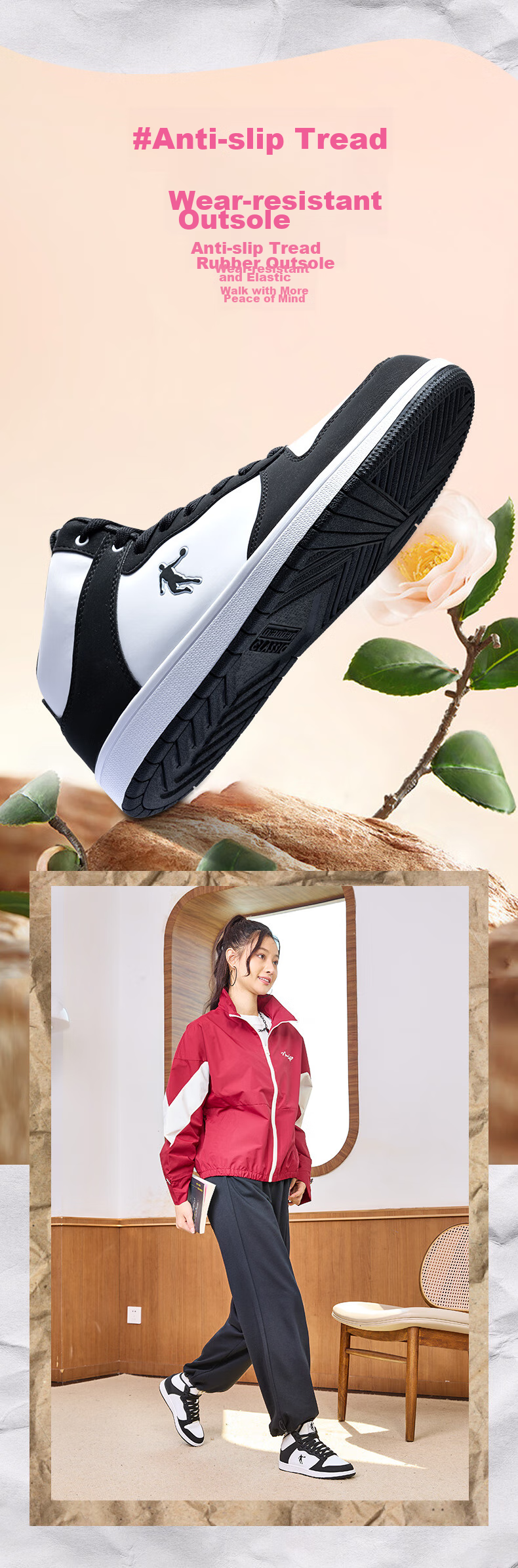 QIAODAN Women's Leather Sneakers, Air Force One Style, Waterproof High-Top Casual Shoes, Sports Shoes 8
