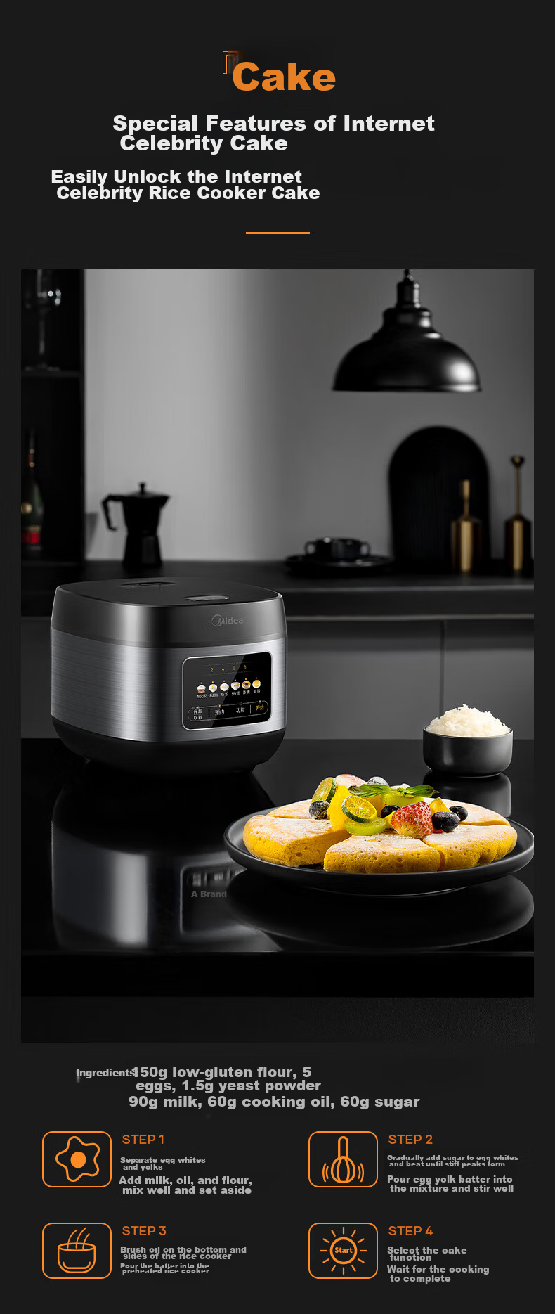Midea Micro-Pressure Rice Cooker for 3-10 People, Large Capacity Household Electric Rice Cooker, Smart Reservation, Multi-Functional for Soup Cooking, Rice, Grains, Porridge, Versatile Pot, Metal Body 10