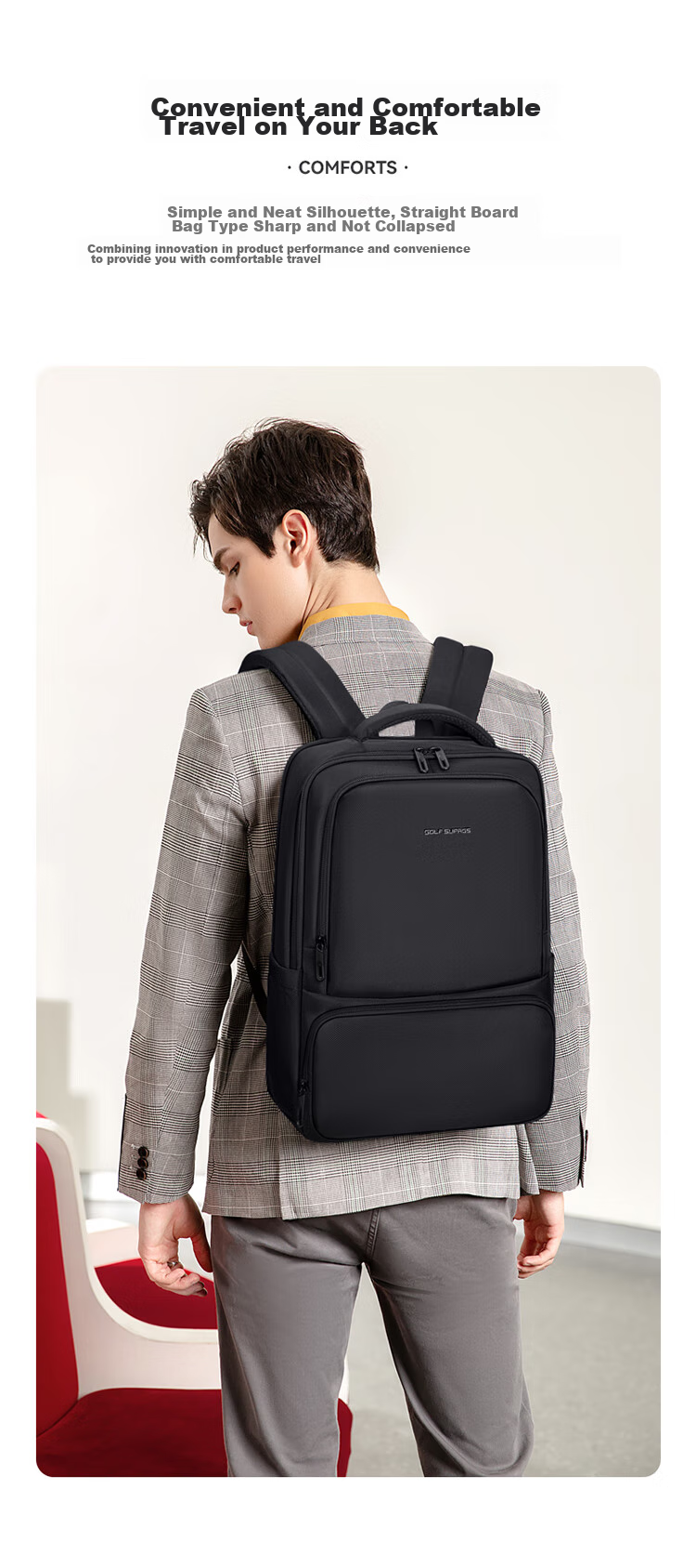 GOLF Backpack for Men, Business Travel Bag, 15.6/16 Inch Laptop Bag, Water-Resistant, Suitable for Business Trips And Commuting, Men's Backpack 4