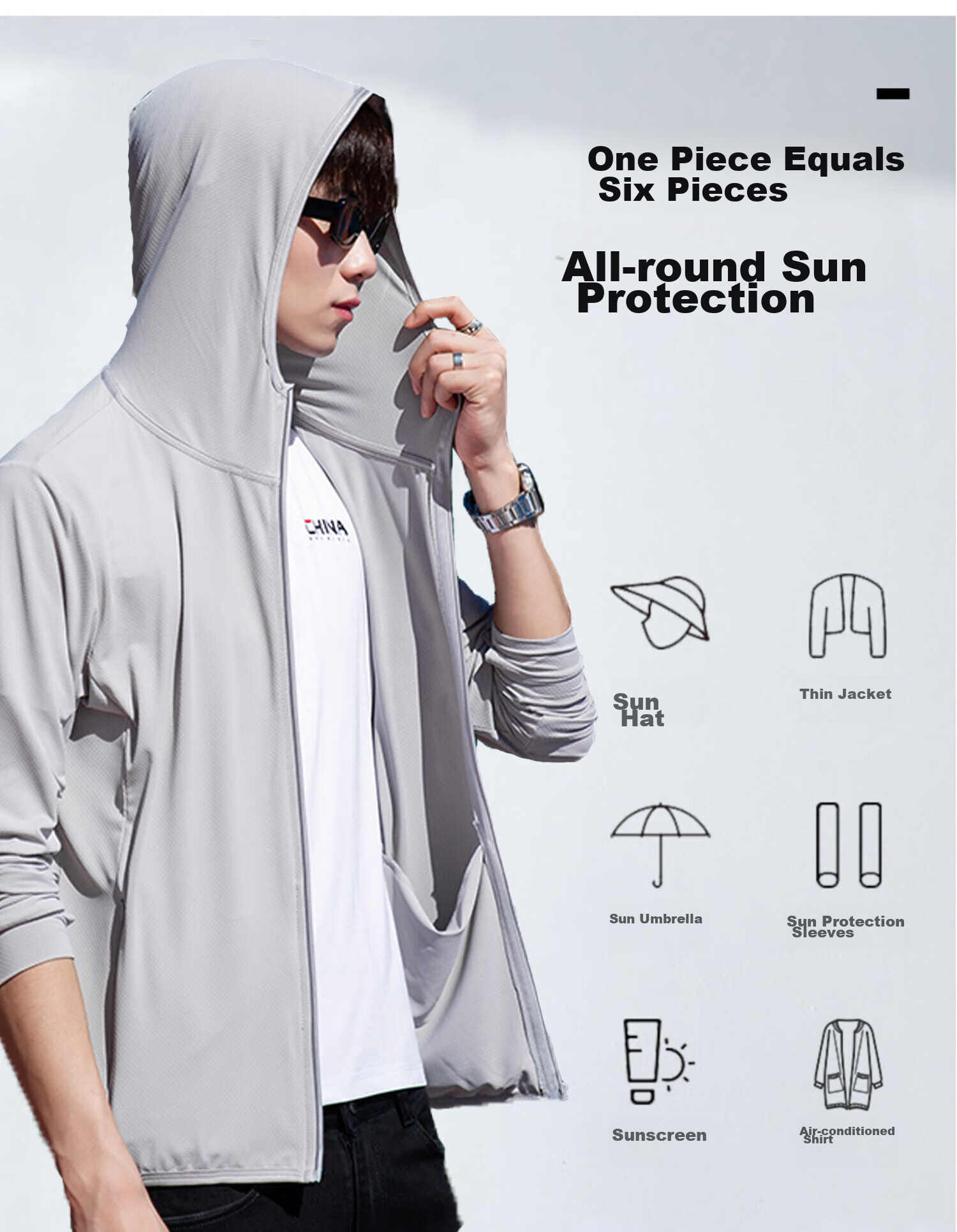 Warrior Sun Protection Jacket for Men, Summer UV-Resistant Breathable Hooded Sun Protection Clothing, Men's Outdoor Fishing Coat 4