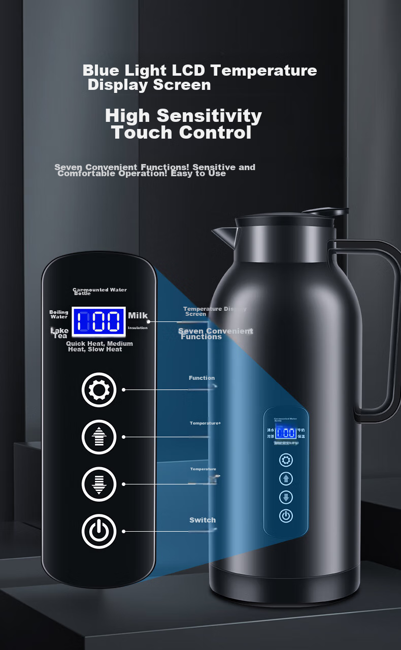 SECRETSBOX 1.5L Car Kettle, 12V/24V Universal for Cars And Trucks, Smart Large Capacity Car Hot Water Kettle with Electric Heating 7
