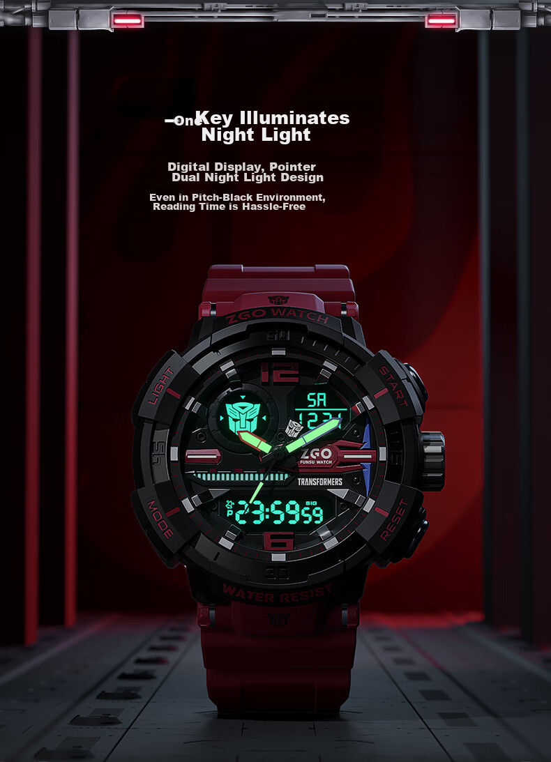 ZGO Birthday Gift Electronic Watch for Men, Students, Middle And High School Teenagers, Multifunctional Sports Watch 8981 Red 8