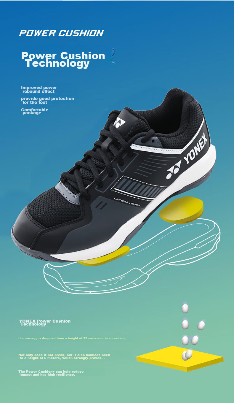 YONEX Badminton Shoes with Power Cushion, Shock Absorption, Breathable, for Competition And Training, SHBSF1EX White And Gold, Size 43 2