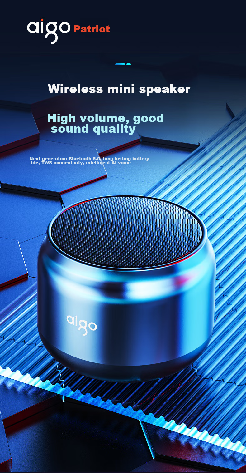 Aiguozhe T98Pro Smart Speaker with Ai Voice Control, Wireless Bluetooth Speaker for Desktop, Phone, And Computer, Portable Subwoofer, Supports TWS Connectivity, Matte Silver 1