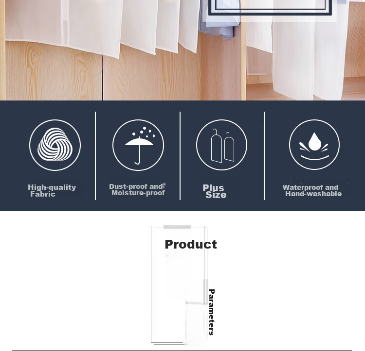 Jinghuisichuang Clothing Dust Cover, Thickened down Jacket Dust Bag, Suit And Coat Hanging Bag, Washable Storage Large Size, 3-Pack 2