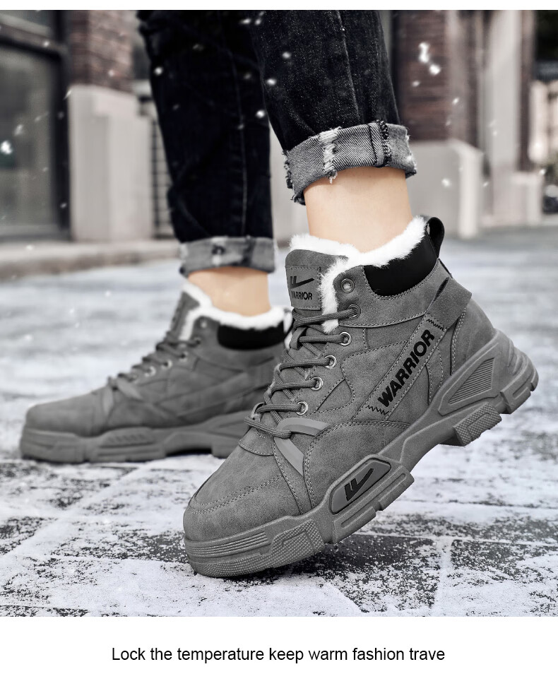 Huili Men's Martin Boots, 2025 Autumn And Winter New Style Men's Fleece-Lined Snow Boots, Warm Work Boots, Cotton Shoes, Khaki, Size 41 11
